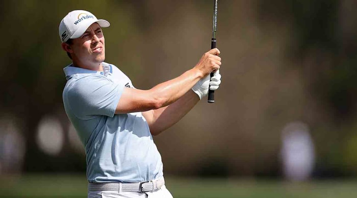 Matt Fitzpatrick plays a shot during the first round of the 2024 Players Championship on the Stadium Course at TPC Sawgrass in Ponte Vedra Beach, Fla.